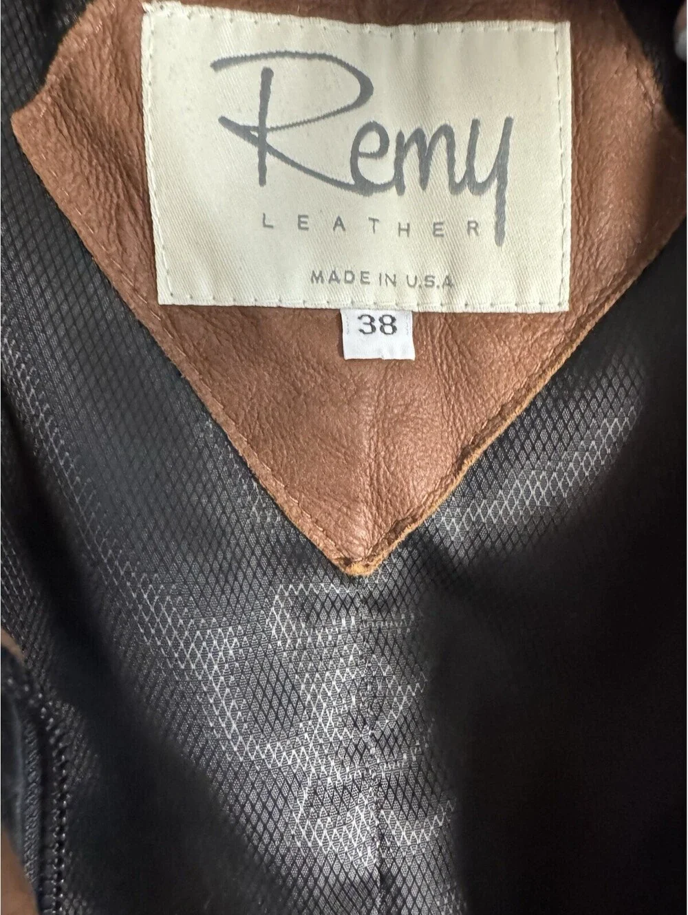 REMY LEATHER JACKET, MENS 38, BLACK/BROWN, Double Collar Bomber, Vintage